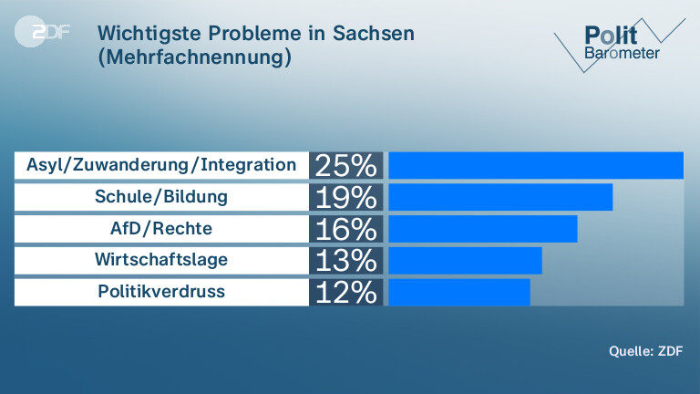Wichtigste Probleme in Sachsen (Mehrfachnennung)