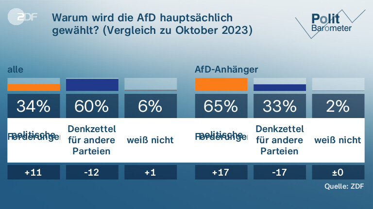 Warum wird die AfD hauptsächlich gewählt? (Vergleich zu Oktober 2023)